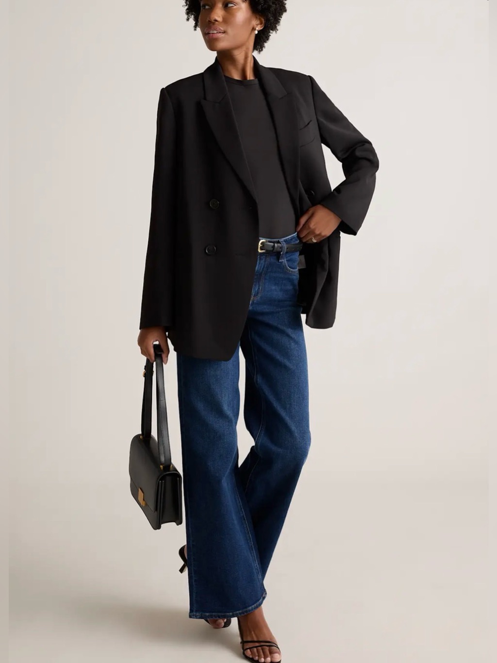 Quince Dark Blue Denim Jeans With Brass Stitching C8